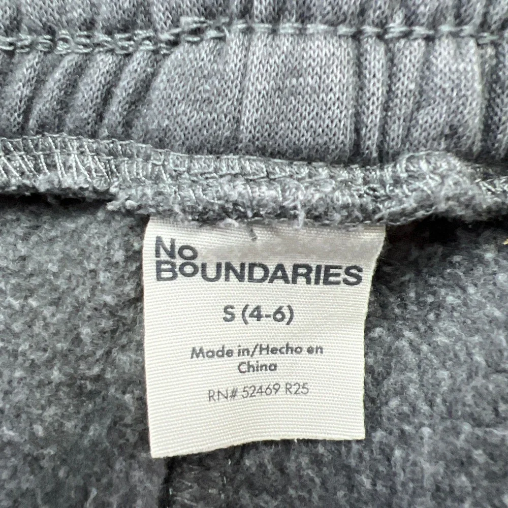 No Boundaries Sweatpants Womens S (4-6) Heather Gray Fleece Lined Cargo Pockets
